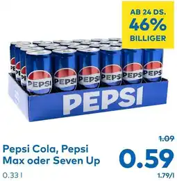 T&G Pepsi Cola, Pepsi Max oder Seven Up 0.33 l Angebot