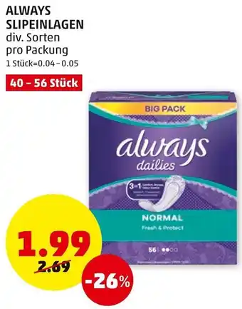 PENNY Always Slipeinlagen 40-56 Stück Angebot