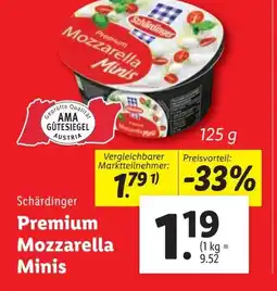 Lidl Premium Mozzarella Minis 125g Angebot