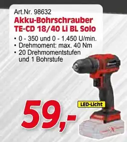 Zgonc Akku-Bohrschrauber TE-CD 18/40 Li BL Solo Angebot