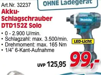 Zgonc Akku Schlagschrauber DTD152Z Solo Angebot