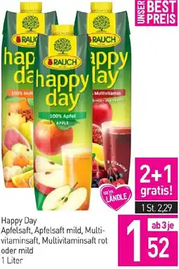 Sutterlüty Happy Day Apfelsaft, Apfelsaft mild, Multi- vitaminsaft, Multivitaminsaft rot oder mild 1 Liter Angebot