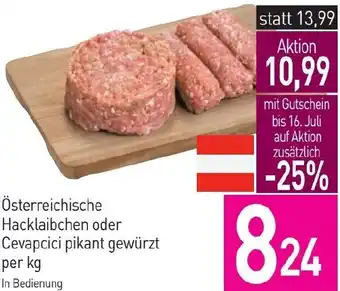 Sutterlüty Österreichische Hacklaibchen oder Cevapcici pikant gewürzt Angebot