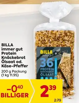 Billa BILLA immer gut Protein Knäckebrot Ölsaat od. Käse-Pfeffer 200g Angebot