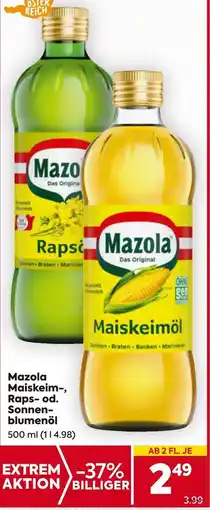 Billa Mazola Maiskeim-, Raps- od. Sonnen- blumenöl 500ml Angebot