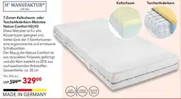 Matratzen Concord 7-Zonen Kaltschaum- oder Taschenfederkern-Matratze Nature Comfort H2|H3 Angebot