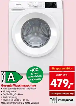 Interspar Gorenje Waschmaschine Angebot
