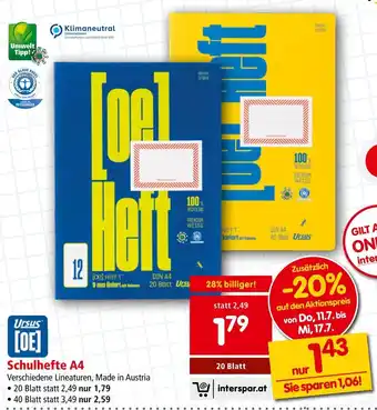 Interspar Schulhefte A4 Angebot