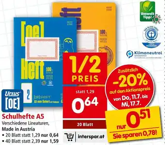 Interspar Schulhefte A5 Angebot