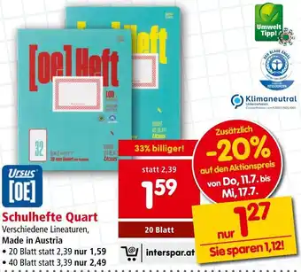 Interspar Schulhefte Quart Angebot