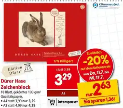 Interspar Dürer Hase Zeichenblock Angebot