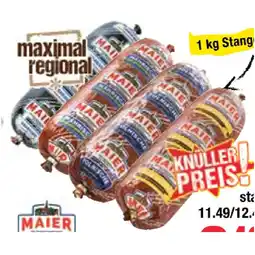 Maximarkt Maier Krakauer, Mährische, Polnische, oder Käswurst Maximarkt 1 Kilogramm 1 Stange Angebot