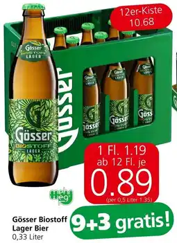 Spar Gösser Biostoff Lager Bier 0,33 Liter Angebot