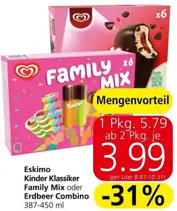 Spar Eskimo Kinder Klassiker Family Mix oder Erdbeer Combino 387-450 ml Angebot
