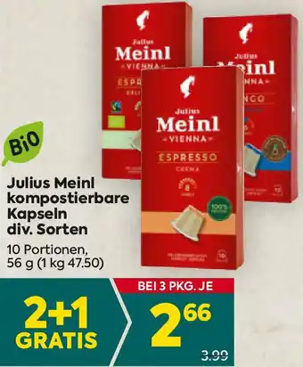 Billa Julius Meinl kompostierbare Kapseln 56g Angebot