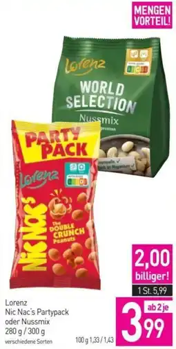 Sutterlüty Lorenz Nic Nac's Partypack oder Nussmix 280 g/300 g Angebot