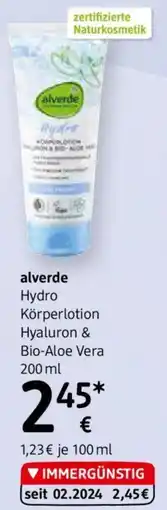 dm alverde Hydro Körperlotion Hyaluron & Bio-Aloe Vera 200ml Angebot