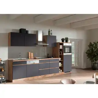 XXXLutz Küchenblock 330 cm in Grau, Eiche Wotan Angebot