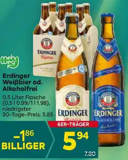 Billa Erdinger Weißbier od. Alkoholfrei 0.5 Liter Angebot