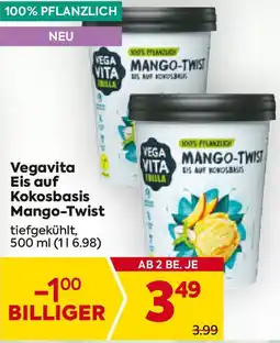 Billa Vegavita Eis auf Kokosbasis Mango-Twist 500ml Angebot