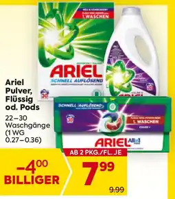 Billa Ariel Pulver, Flüssig od. Pods Angebot