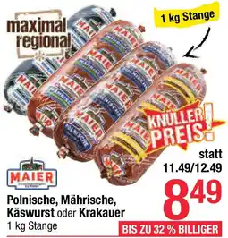 Maximarkt Polnische, Mährische, Käswurst oder Krakauer 1 kg Angebot