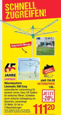 Maximarkt Wäscheschirm Linomatic 500 Easy Angebot