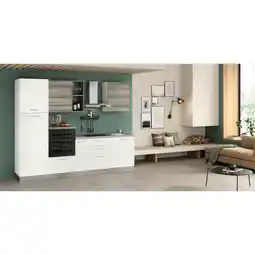 XXXLutz Küchenblock 270 cm in Weiß, Graubraun, Eukalyptusholzfarben Angebot