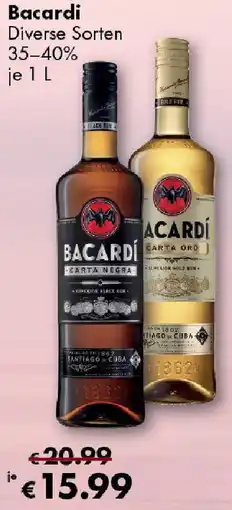 Travel FREE Bacardi Diverse Sorten 1L Angebot