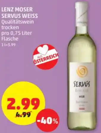 PENNY Lenz Moser Servus Weiss 0,75 Liter Angebot