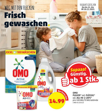PENNY OMO Pulver Od. Flüssig Od. All-In-1 Caps Angebot