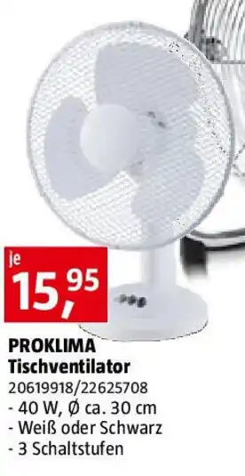 Bauhaus PROKLIMA Tischventilator Angebot