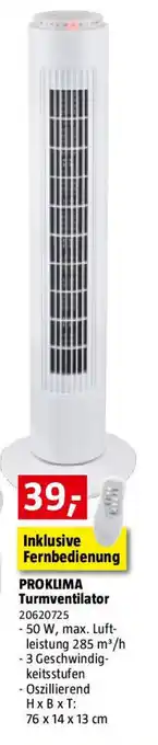 Bauhaus PROKLIMA Turmventilator Angebot