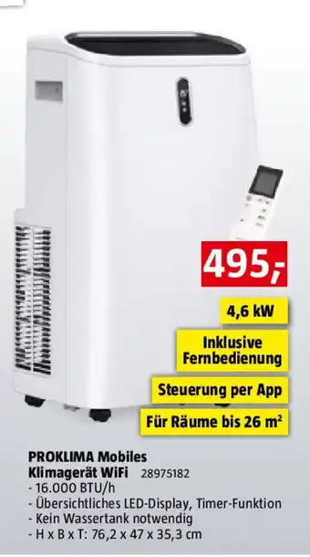 Bauhaus PROKLIMA Mobiles Klimagerät WiFi Angebot