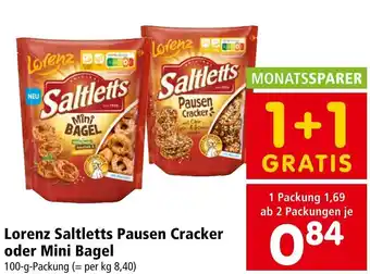 Interspar Lorenz Saltletts Pausen Cracker oder Mini Bagel Angebot
