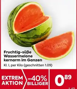 Billa Fruchtig-süße Wassermelone kernarm im Ganzen Angebot