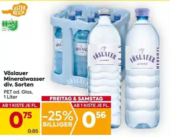 Billa Vöslauer Mineralwasser div Sorten Angebot