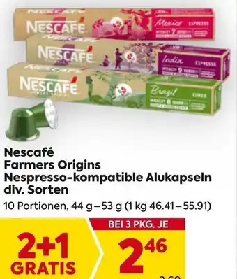 Billa Nescafé Farmers Origins Nespresso kompatible Alukapseln Angebot