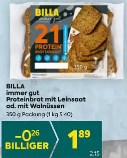 Billa BILLA immer gut Proteinbrot mit Leinsaat od. mit Walnüssen 350g Angebot