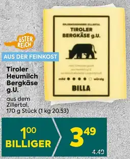 Billa Tiroler Heumilch Bergkäse g.U. 170g Angebot