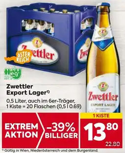 Billa Zwettler Export Lager 0,5 Liter Angebot