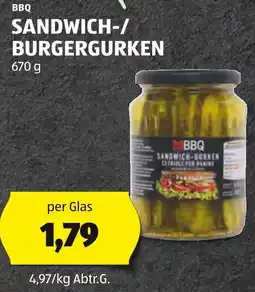 Hofer SANDWICH-/ BURGERGURKEN 670g Angebot