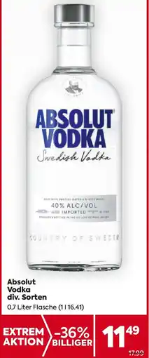 Billa Absolut Vodka 0.7 Liter Angebot