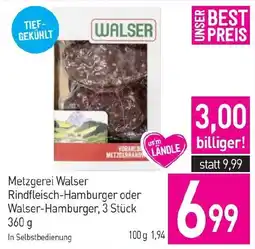 Sutterlüty Metzgerei Walser Rindfleisch-Hamburger oder Walser-Hamburger, 3 Stück 360g Angebot