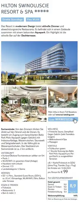 TUI HILTON SWINOUJSCIE RESORT & SPA Angebot