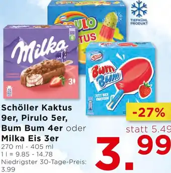 Unimarkt Schöller Kaktus 9er, Pirulo 5er, Bum Bum 4er oder Milka Eis 3er Angebot