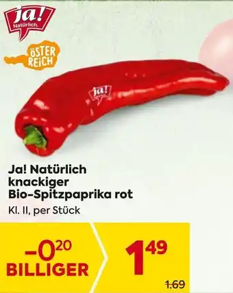 Billa Ja! Natürlich knackiger Bio-Spitzpaprika rot Angebot