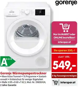 Interspar Gorenje Wärmepumpentrockner Angebot