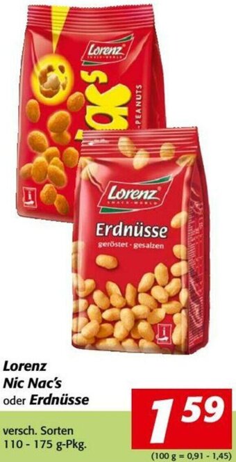 Nah&Frisch Lorenz Nic Nac's Oder Erdnüsse 110-175g Angebot