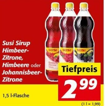 Susi Sirup Himbeer-Zitrone, Himbeere Oder Johannisbeer-Zitrone